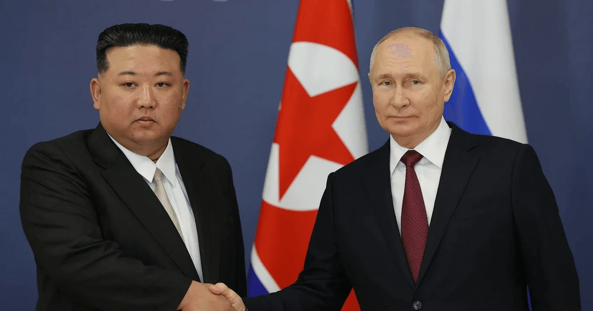 Кім Чен Ин і володимир путін під час зустрічі на космодромі «Східний» в Амурській області, 13 вересня 2023 року